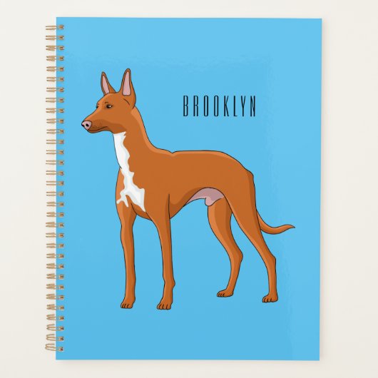Pharaoh hound dog cartoon illustration プランナー手帳 (正面)