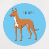 Pharaoh hound dog cartoon illustration ラベル (デザイン1)