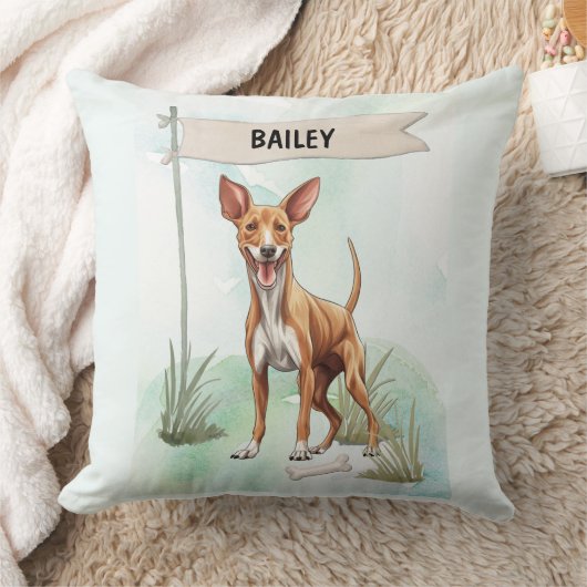 Pharaoh Hound Watercolor Personalized Dog クッション (ブランケット)