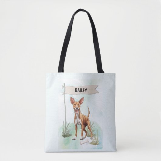 Pharaoh Hound Watercolor Personalized Dog トートバッグ (正面)