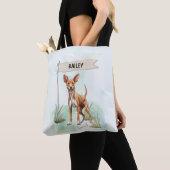 Pharaoh Hound Watercolor Personalized Dog トートバッグ (クローズアップ)