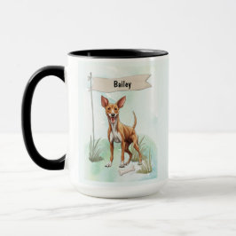 Pharaoh Hound Watercolor Personalized Dog マグカップ