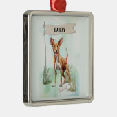 Pharaoh Hound Watercolor Personalized Dog メタルオーナメント (右)