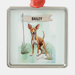 Pharaoh Hound Watercolor Personalized Dog メタルオーナメント