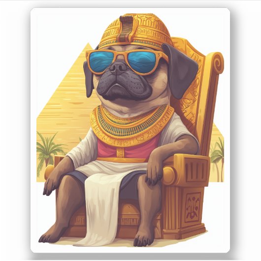 Pharaoh Pug � Ancient Egypt Dog シール (正面)