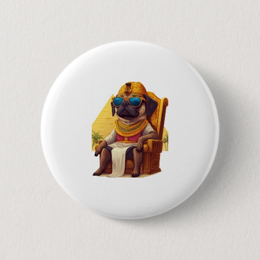 Pharaoh Pug � Ancient Egypt Dog 缶バッジ (正面)