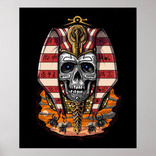 Pharaoh Skull Ancient Mythologyエジプトの王 ポスター