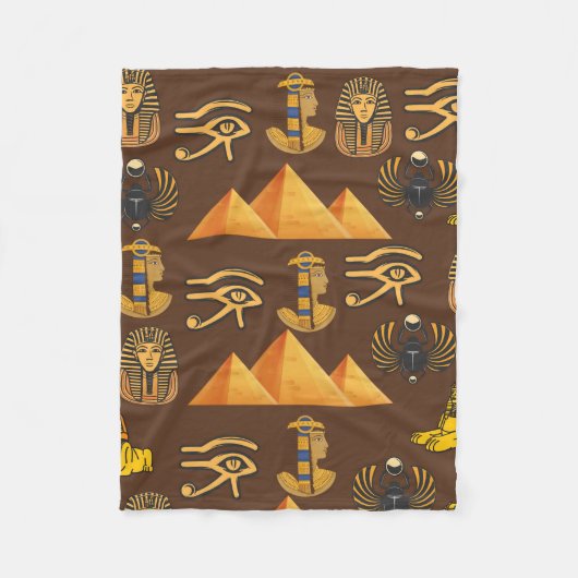 Pharaoh's Legacy:エジプトアンティーク模様 フリースブランケット (正面)