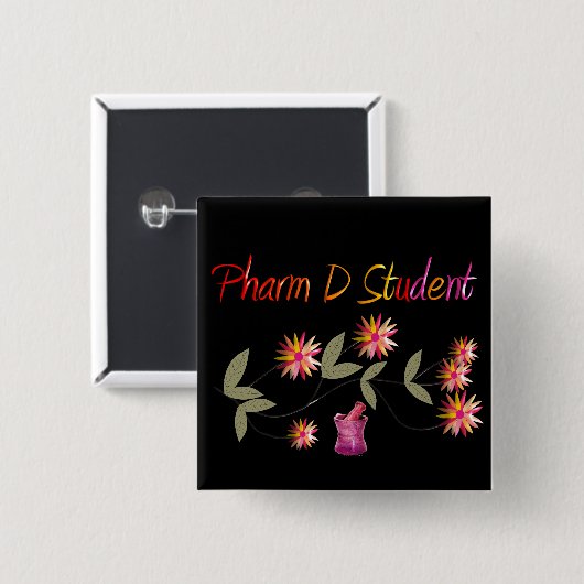 Pharm D学生の花柄 缶バッジ (正面&裏面)