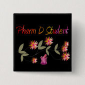 Pharm D学生の花柄 缶バッジ (正面)