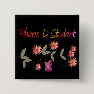 Pharm D学生の花柄 缶バッジ