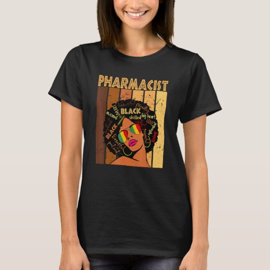 Pharmacist Afro African American Women Black Histo Tシャツ (正面)