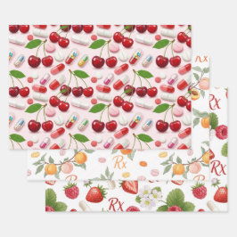 Pharmacist Cherry Peach Strawberry Wrapping Paper  ラッピングペーパーシート