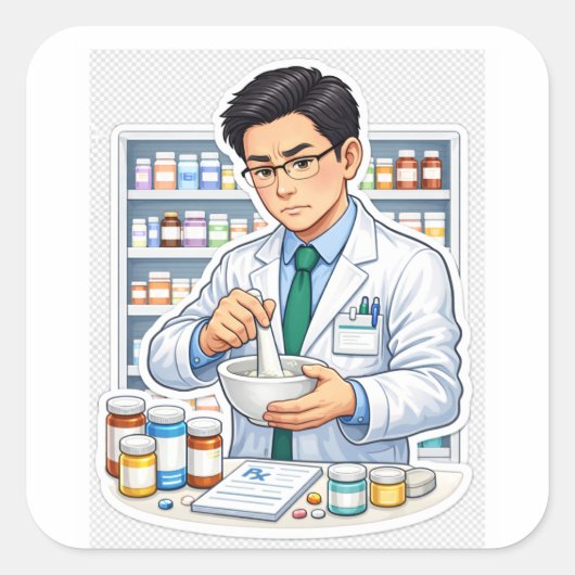 Pharmacist Medicine Sticker スクエアシール (正面)