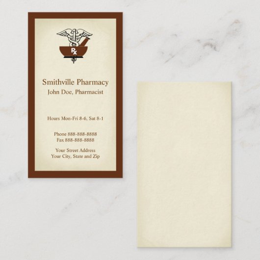 Pharmacist Pharmacy Business Card 名刺 (正面/裏面)