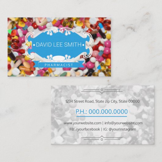 Pharmacist  Pharmacy Pills Store 名刺 (正面/裏面)