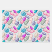Pharmacist Pink Pill Boho Feather Wrapping Paper ラッピングペーパーシート (正面3)