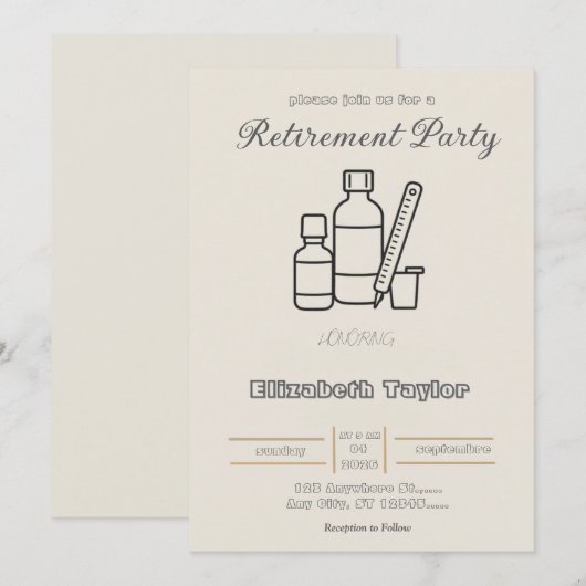Pharmacist Retirement Party Invitation 招待状 (正面/裏面)