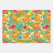 Pharmacist Retro Citrus RX Pattern Wrapping Paper ラッピングペーパーシート (正面3)