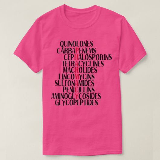 Pharmacy antibiotic classes tシャツ (デザイン正面)