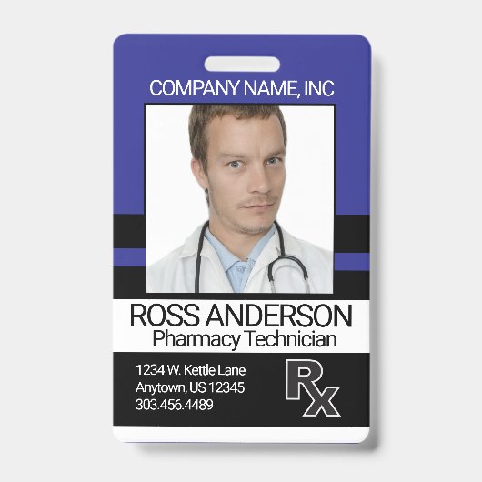 Pharmacy - Blue, Black and White Badge バッジ (正面)