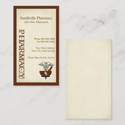Pharmacy Business Card 名刺 (正面/裏面)