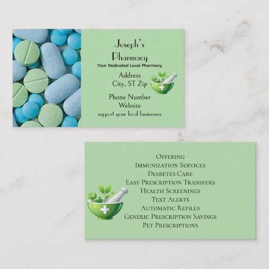“Pharmacy” Business Card 名刺 (正面/裏面)