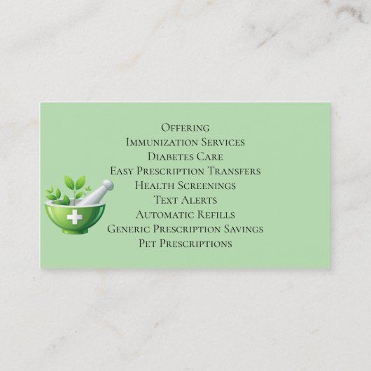 “Pharmacy” Business Card 名刺 (裏面)