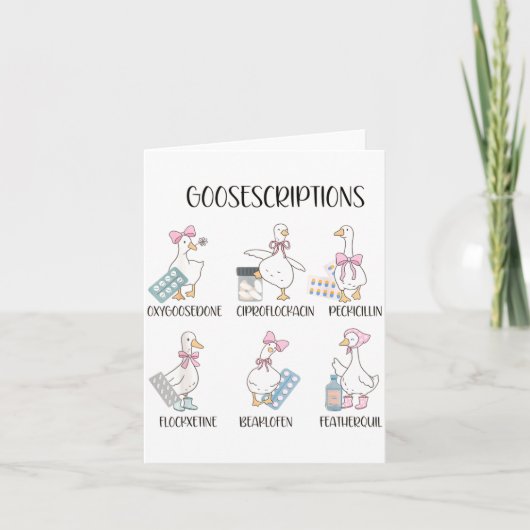 Pharmacy Funny Goose Silly Prescriptions Puns Medi カード (正面)