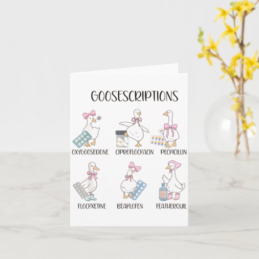 Pharmacy Funny Goose Silly Prescriptions Puns Medi カード (黄色い花)