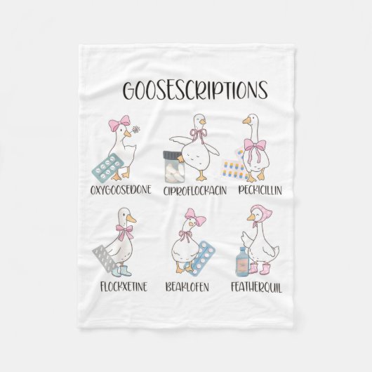 Pharmacy Funny Goose Silly Prescriptions Puns Medi フリースブランケット (正面)