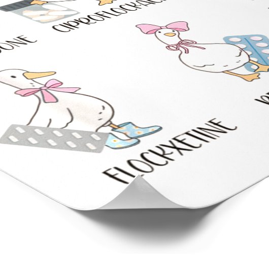 Pharmacy Funny Goose Silly Prescriptions Puns Medi ポスター (角)