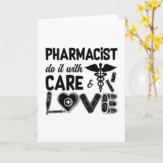 Pharmacy Pharmacist Do It With Care Pharmacists カード (黄色い花)
