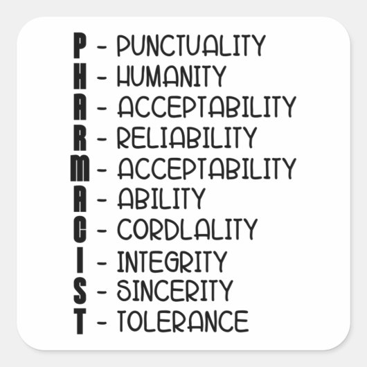 Pharmacy Quote Medicine Technician Pharmacist Tech スクエアシール (正面)