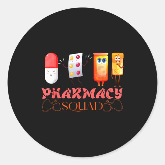 Pharmacy Squad Valentines Cute Lls Pharmacist Phar ラウンドシール (正面)