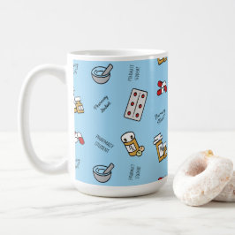 Pharmacy Student icons on blue Coffee Mug コーヒーマグカップ
