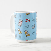 Pharmacy Student icons on blue Coffee Mug コーヒーマグカップ (正面左)