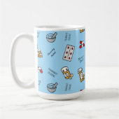 Pharmacy Student icons on blue Coffee Mug コーヒーマグカップ (左)