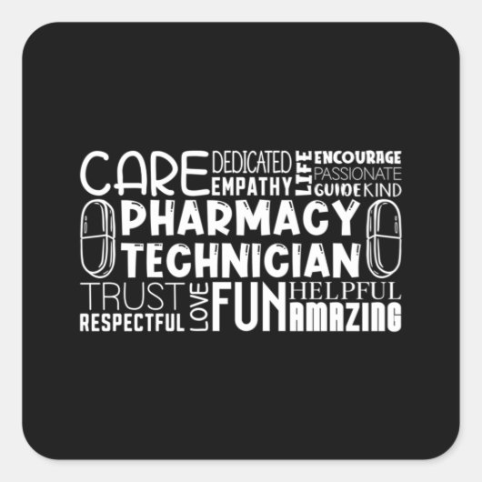 Pharmacy Tech Quote Medicine Technician Pharmacist スクエアシール (正面)