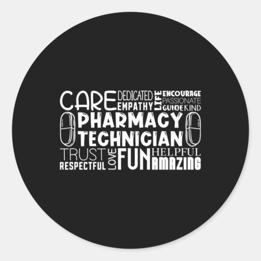 Pharmacy Tech Quote Medicine Technician Pharmacist ラウンドシール (正面)
