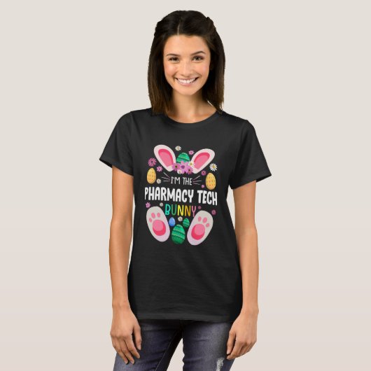 Pharmacy Tech Teacher Bunny Easter Day Rabbit Fami Tシャツ (正面フル)