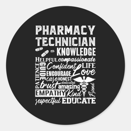 Pharmacy Technician Quote Medicine Pharmacist ラウンドシール (正面)