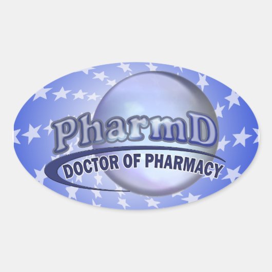 PharmDのロゴ- OF PHARMACY博士 楕円形シール (正面)