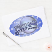 PharmDのロゴ- OF PHARMACY博士 楕円形シール (封筒)