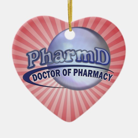 PharmDの青いロゴ- OF PHARMACY博士 セラミックオーナメント (正面)