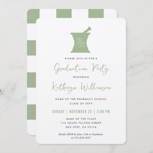 PharmDモダン薬学学校卒業 招待状 (正面/裏面)
