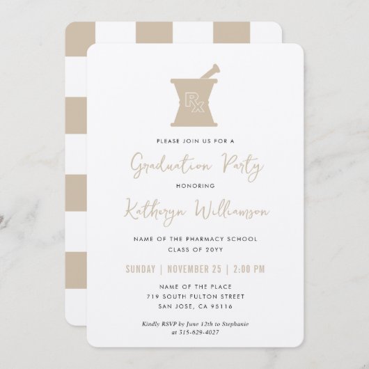 PharmDモダン薬学学校卒業 招待状 (正面/裏面)