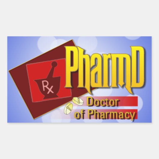 PharmD Doctor of Pharmacyロゴ 長方形シール (正面)