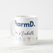 PharmD Personalized Mug | Minimal Modern Pharmacis コーヒーマグカップ (正面左)