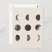 Phases of the Moon Lunar Watercolor ポストカード (正面/裏面)